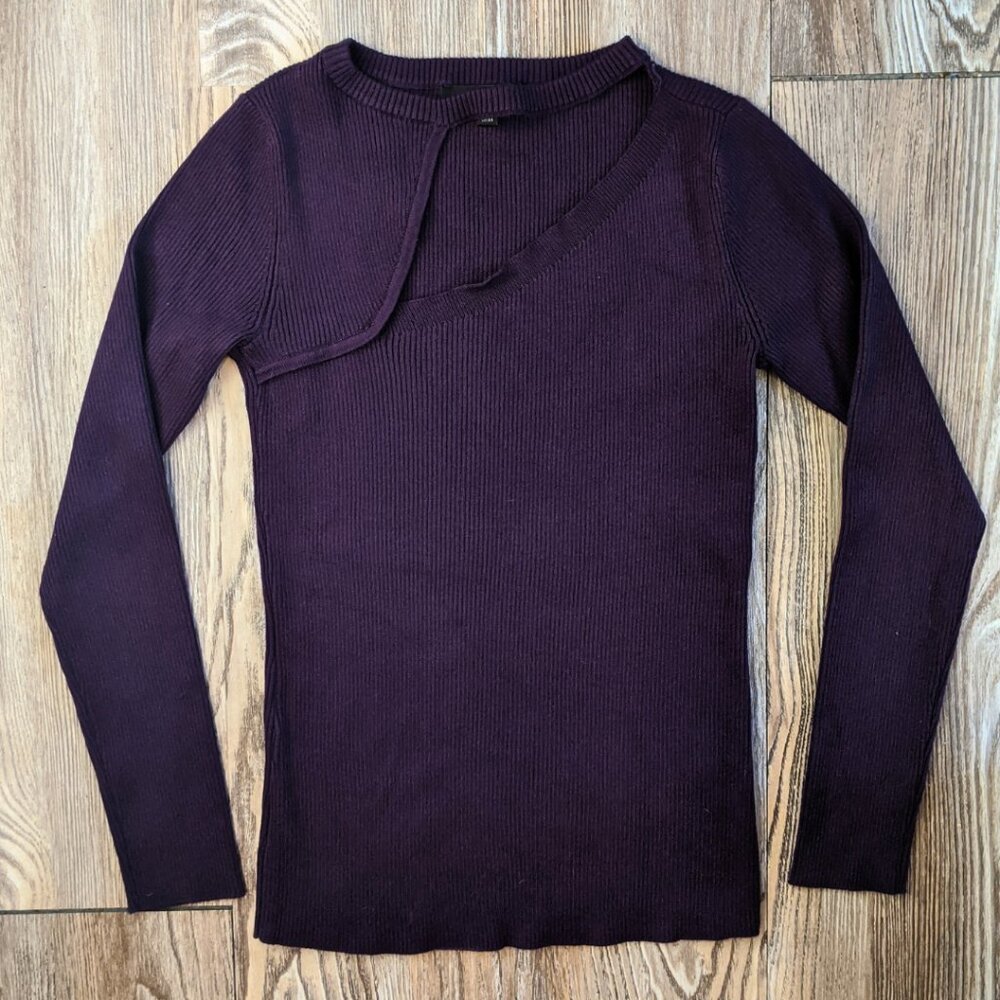 Cyrus Mauve Sweater | Pullover | Asymmetrical Neckline | XS | Ribbed | Purple
